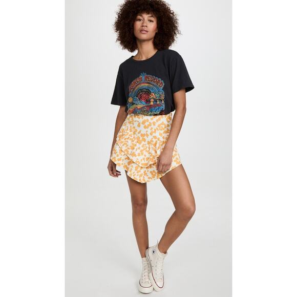 Mother NWT The Ruffle Leopard Mini Skirt Yellow Size 12 - Picture 1 of 9